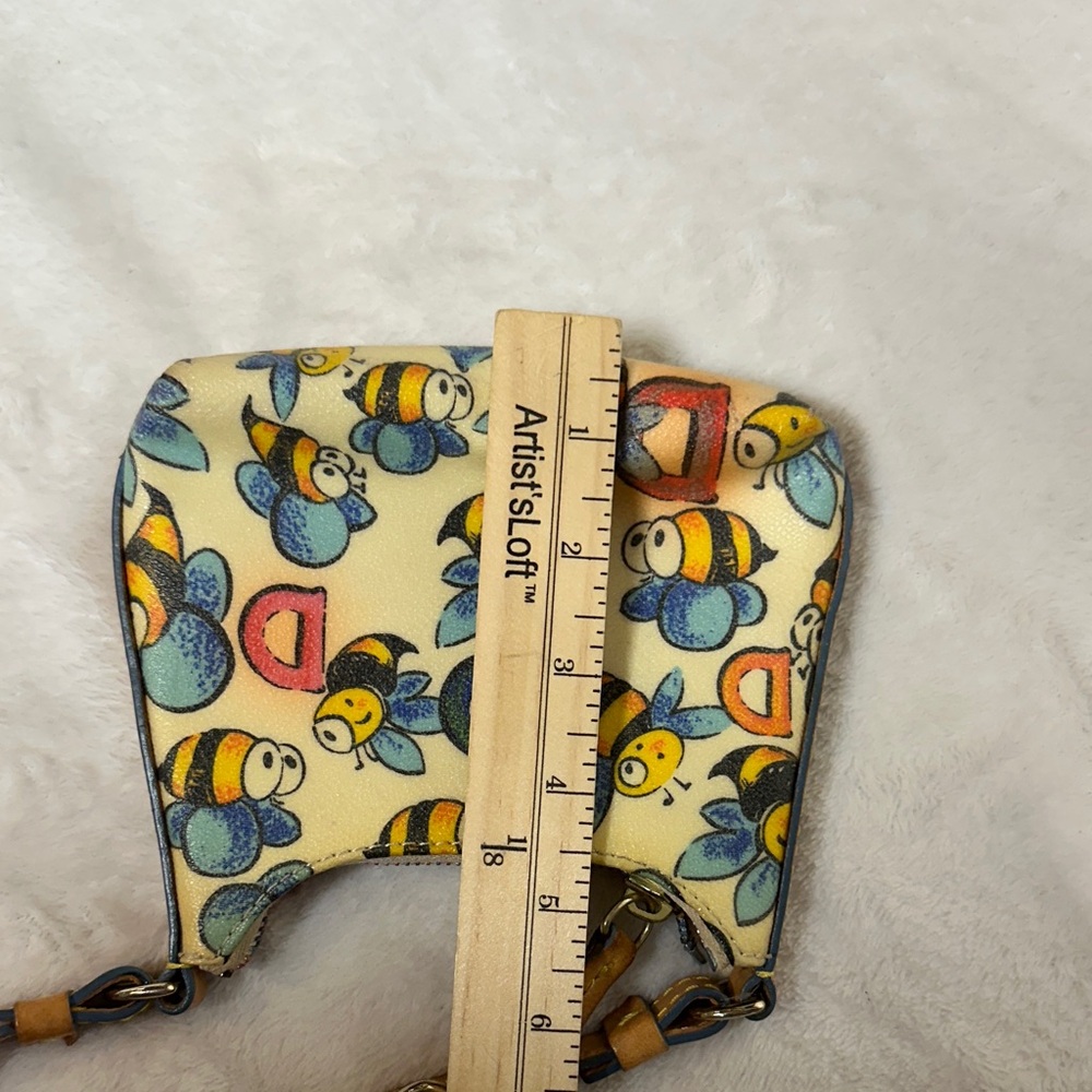 Dooney & Bourke Yellow Bee Print Wristlet with Tan Handle - Picture 8 of 12